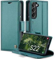Samsung Galaxy S22 5G Hülle Klappbar Leder RFID Grün 6,1 Zoll
