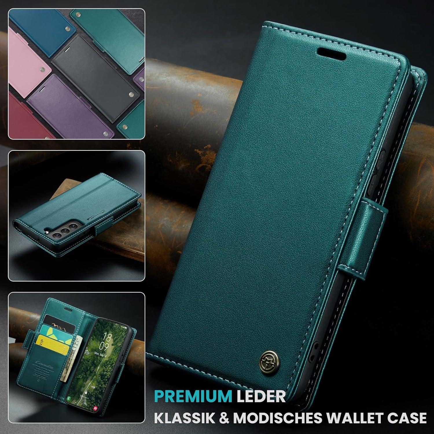 Samsung Galaxy S22 5G Hülle Klappbar RFID Wallet Schutzhülle Grün 6,1