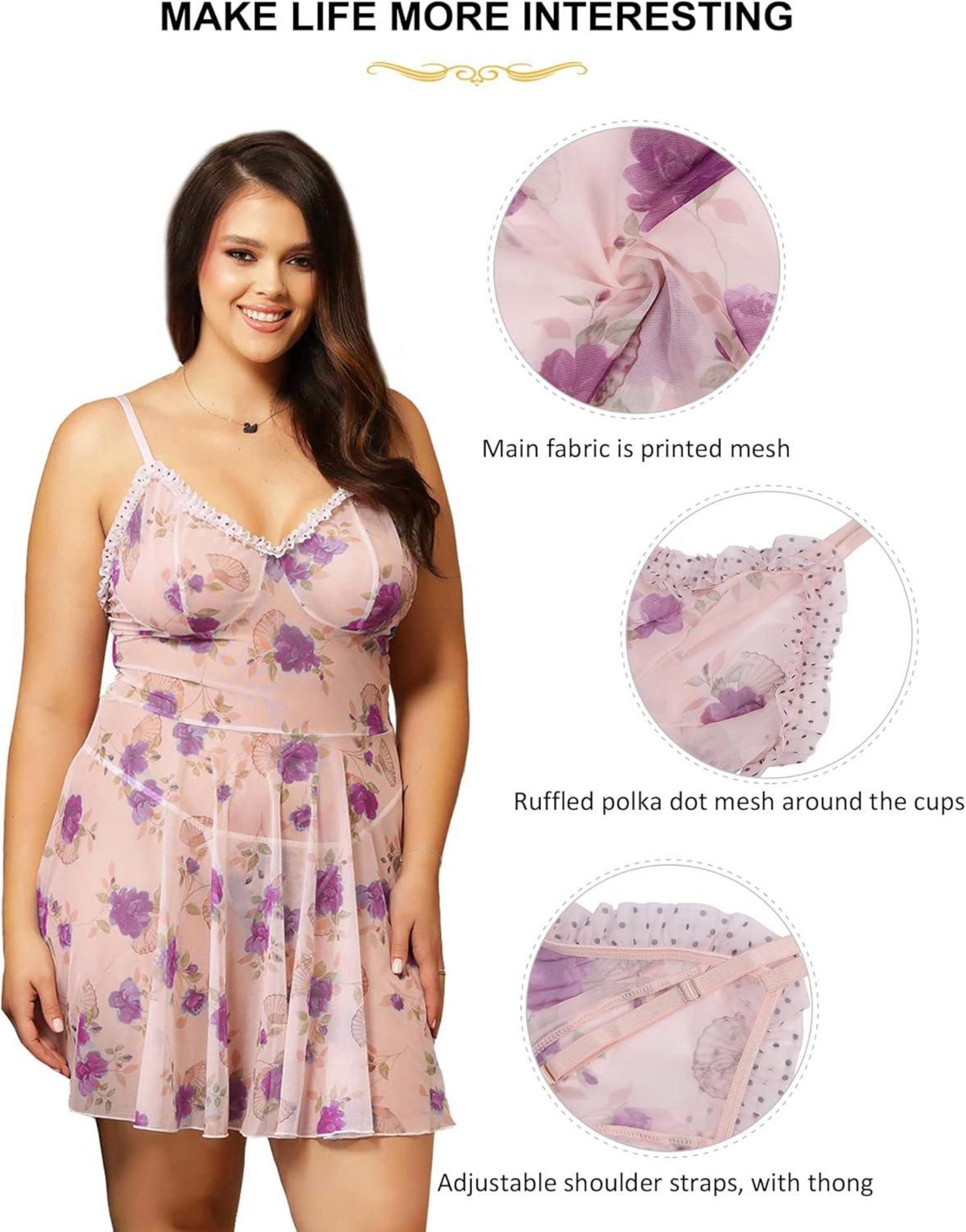 oheahlady Negligee Damen Große Größen Reizwäsche Violett M-L