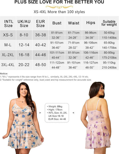 Negligee Damen Sexy Große Größen Violett M-L mit G-String