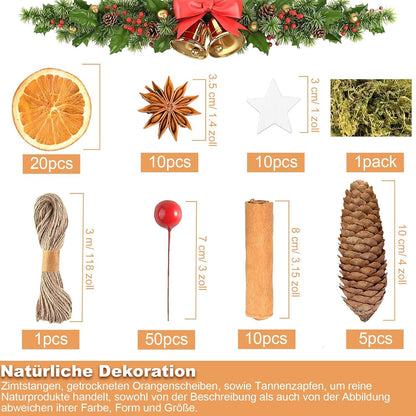 Weihnachtskranz Deko Bastelset mit Naturmaterialien 107tlg