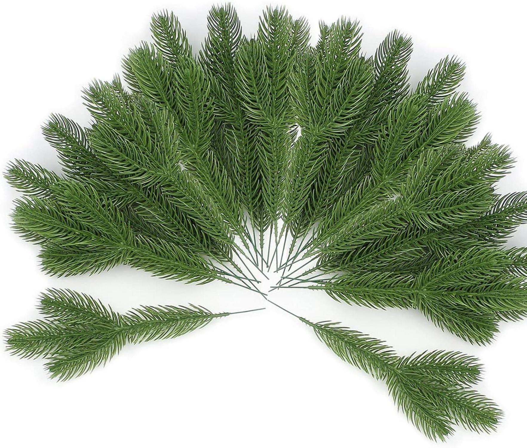 Künstliche Tannenzweige 30 Stück Grüne Deko Weihnachtsverzierung