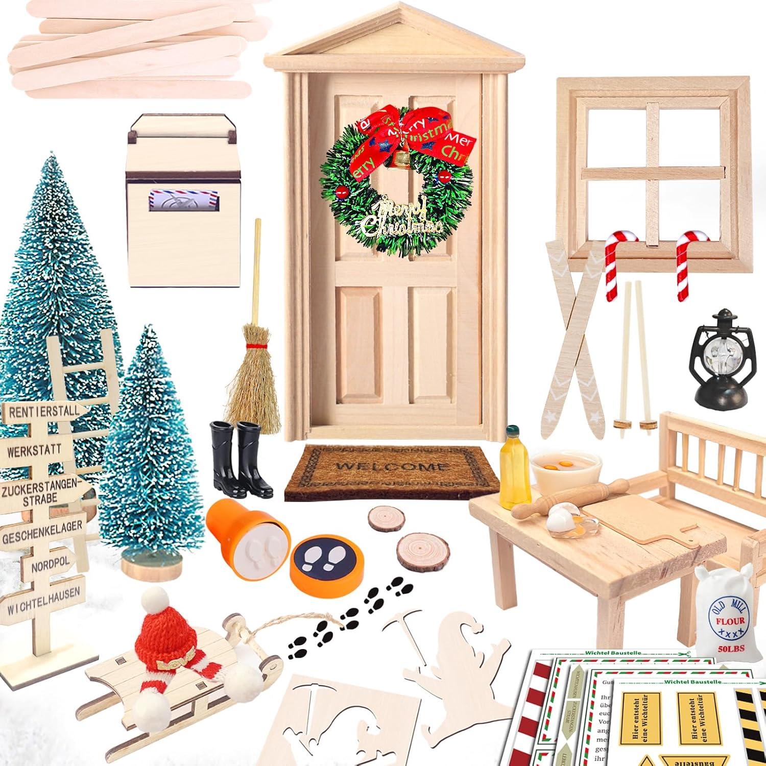 Miniatur Elfentür Weihnachten Wichtelhaus Baustelle Set