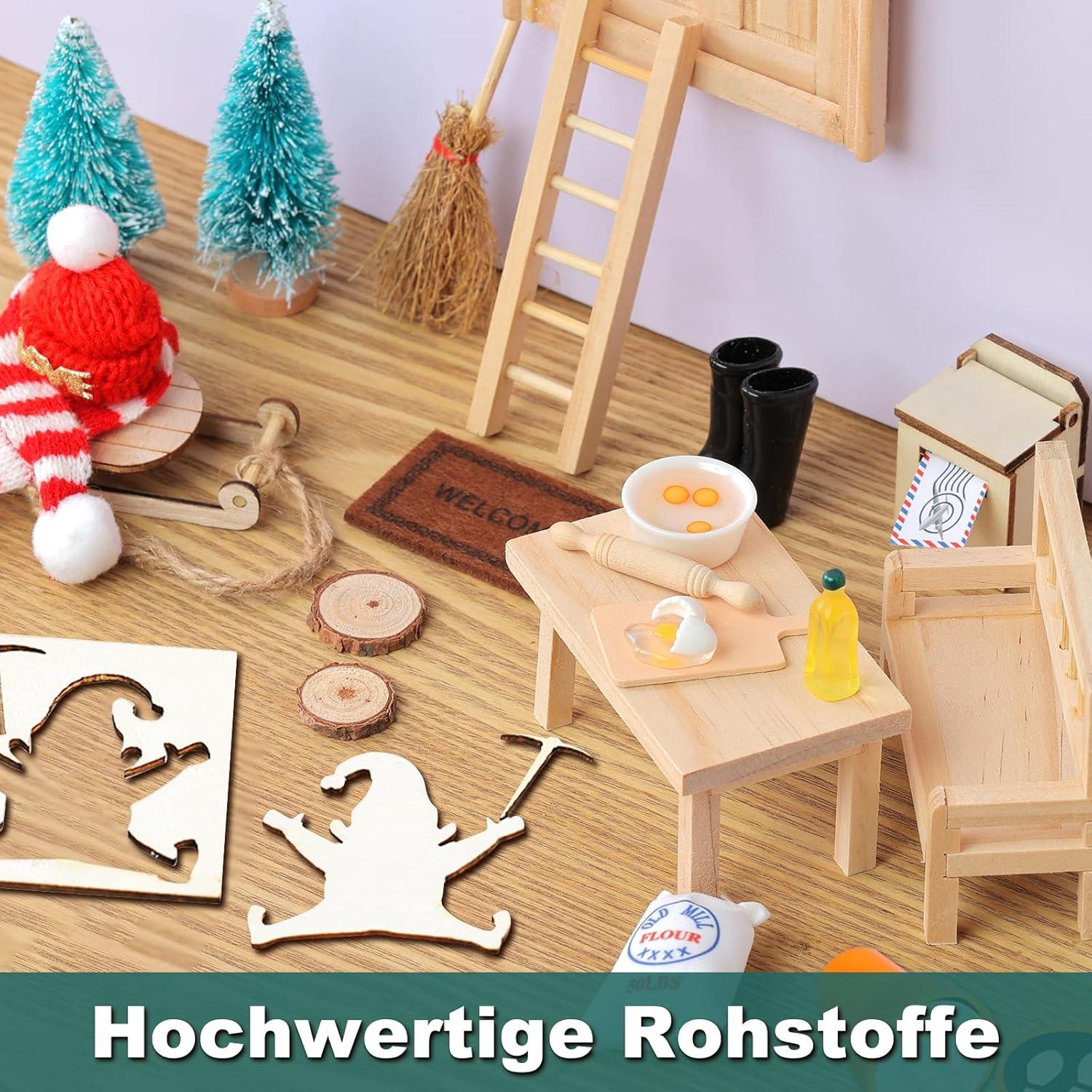 Miniatur Elfentür Set Weihnachtsdeko Baustelle Komplettset
