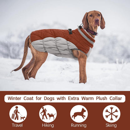 Kuoser Wasserdichter Hundemantel für Kleine - Große Hunde, Winter Warme Jacke mit Fleece-Futter & reflektierenden Details