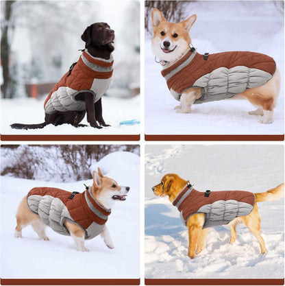 Kuoser Wasserdichter Hundemantel Winterjacke Fleece Reflektierend S Braun