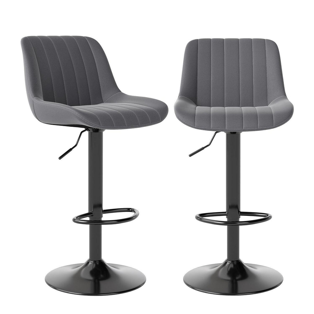 Drehbarer Barhocker 2er Set, Höhenverstellbar, Dunkelgrau