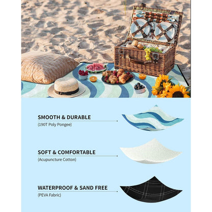 Picknickdecke 200x200 cm Wasserdicht Strandmatte XXL