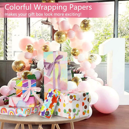 Geburtstag Geschenkpapier Set 6 Blatt Valentinstag Muster 70x50 CM