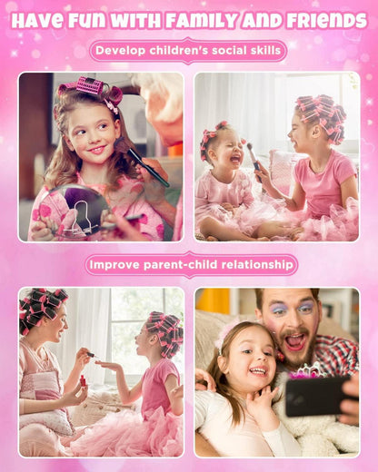 Kinderschminke Set Mädchen 27PCS Makeup Schminkkoffer Spielzeug 4-8