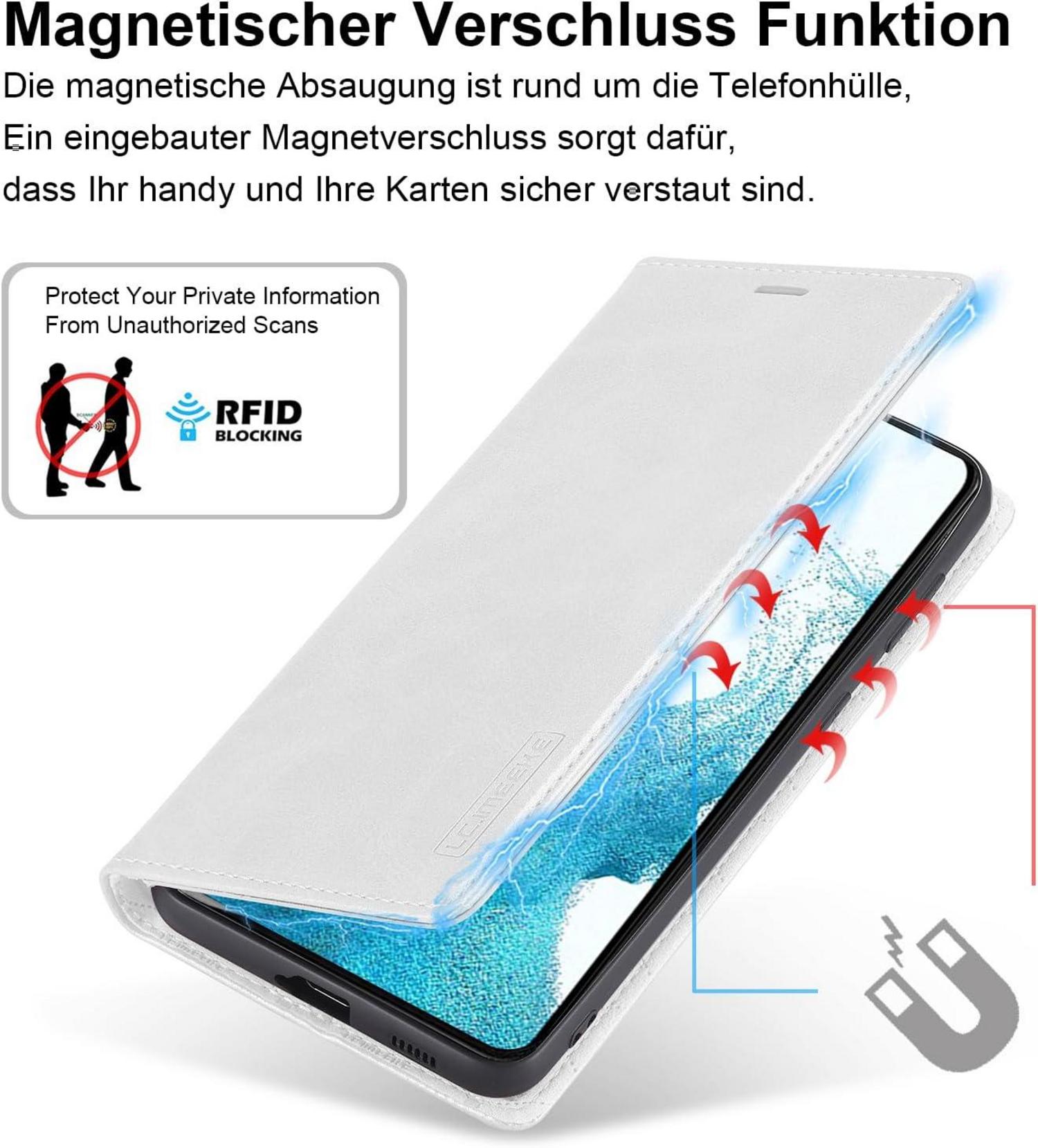 2024 Upgraded Samsung Galaxy S22 Hülle Leder mit Schutzfolie und