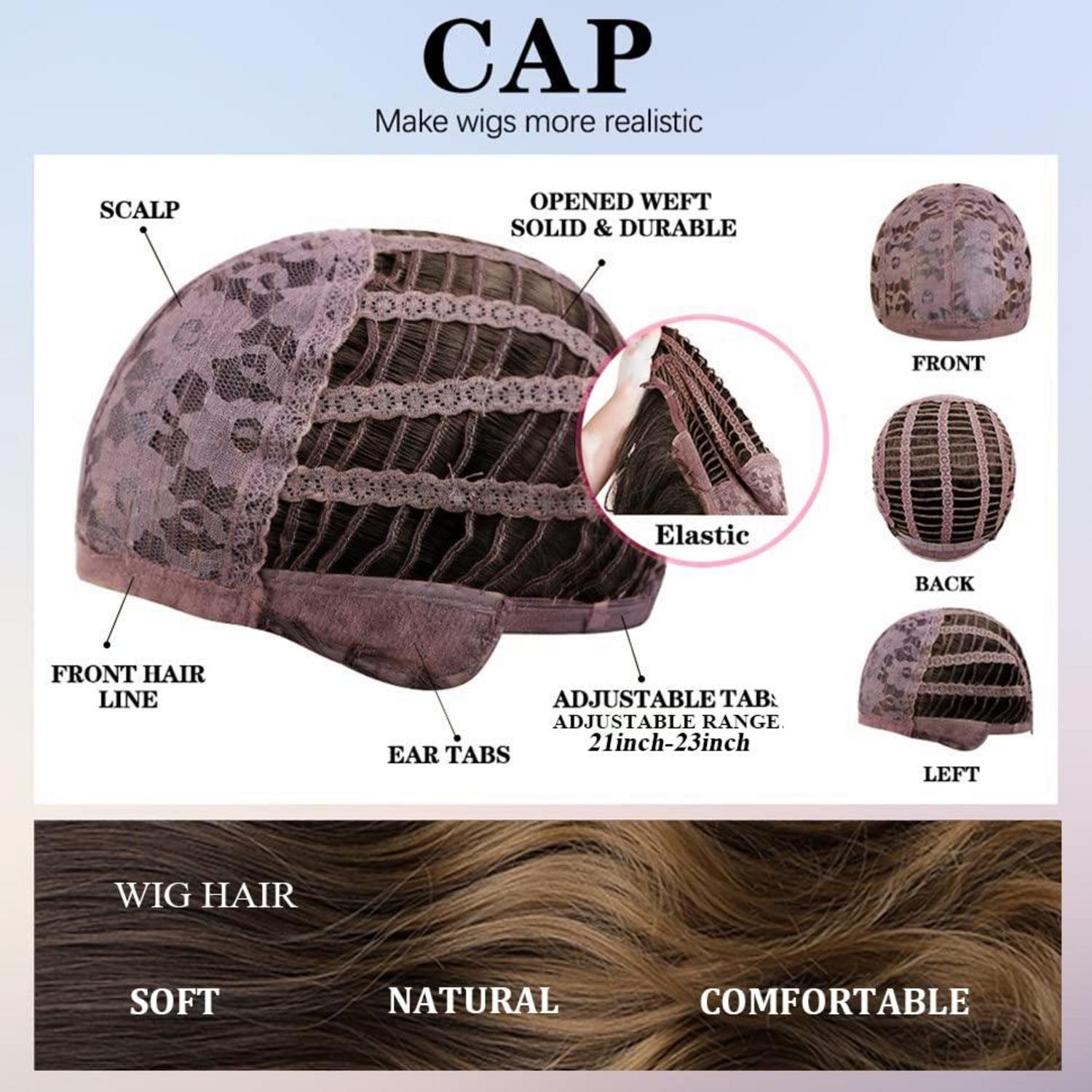Ombre Braun Perücke Gewellt Pony Synthetisch Haar Hitzebeständig 100% Kanekalon