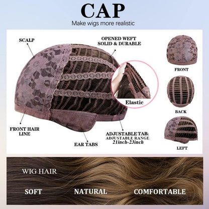 Ombre Braun Perücke Gewellt Pony Synthetisch Haar Hitzebeständig 100% Kanekalon
