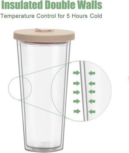 Bubble Tea Becher 2er Set 24oz mit Deckel und Strohhalm Grün Kaffee