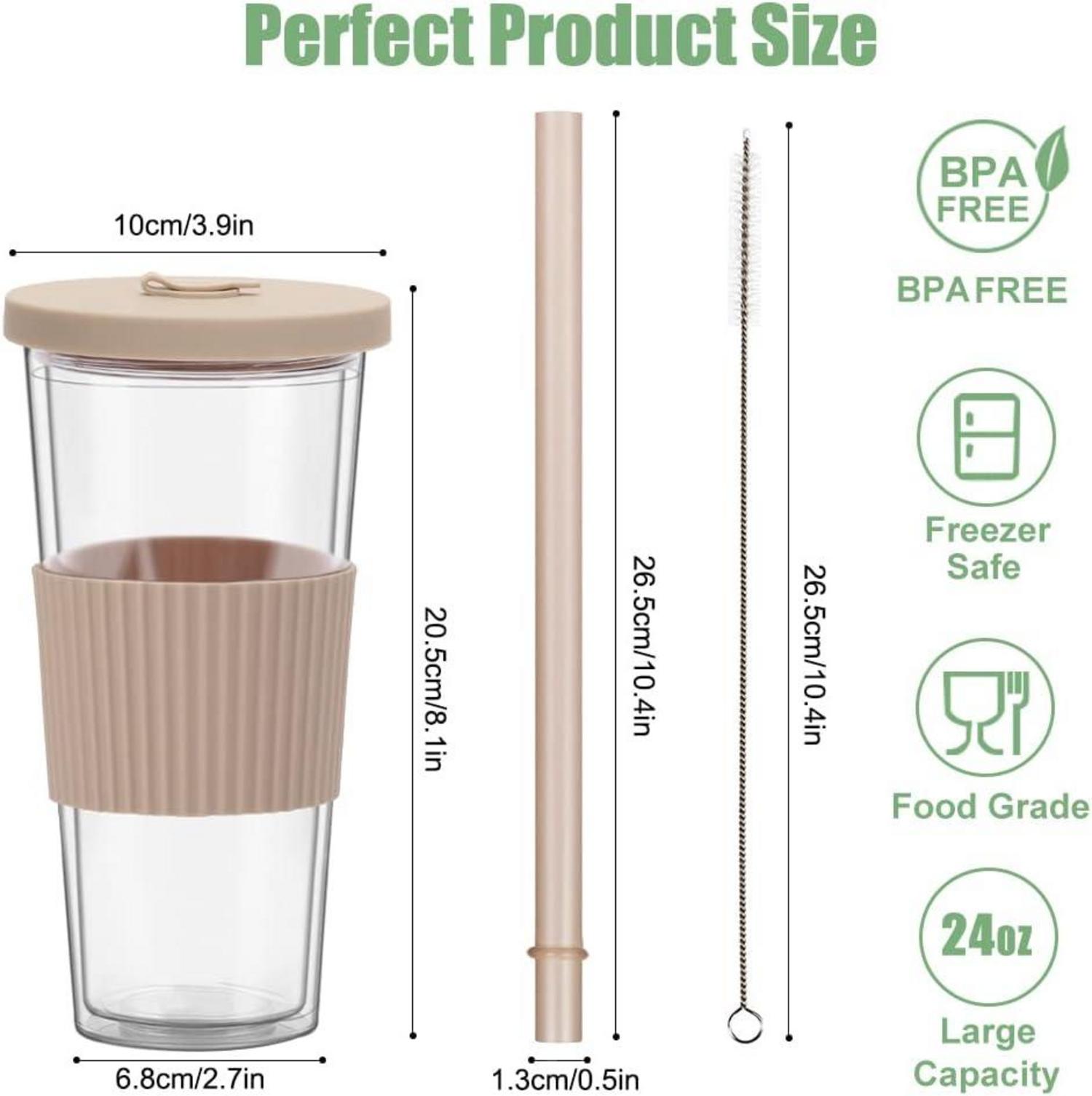 Bubble Tea Becher 24oz doppelwandig isoliert 2er Set Grün Kaffee