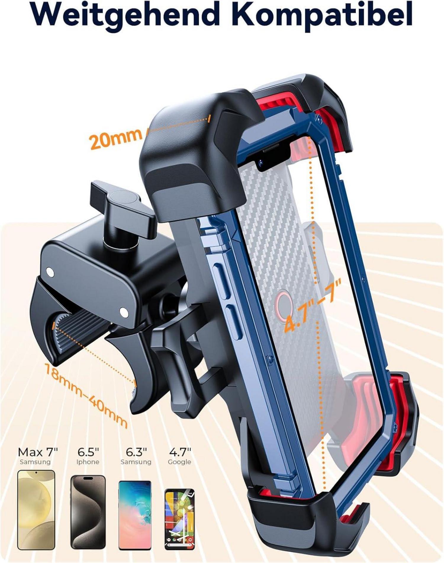 2024 Handyhalterung Fahrrad Motorrad Universal Lenker iPhone Samsung