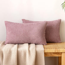 Dekorative Kissenbezüge Kordsamt Weich 40x60 cm 2er Set Rosa Lila