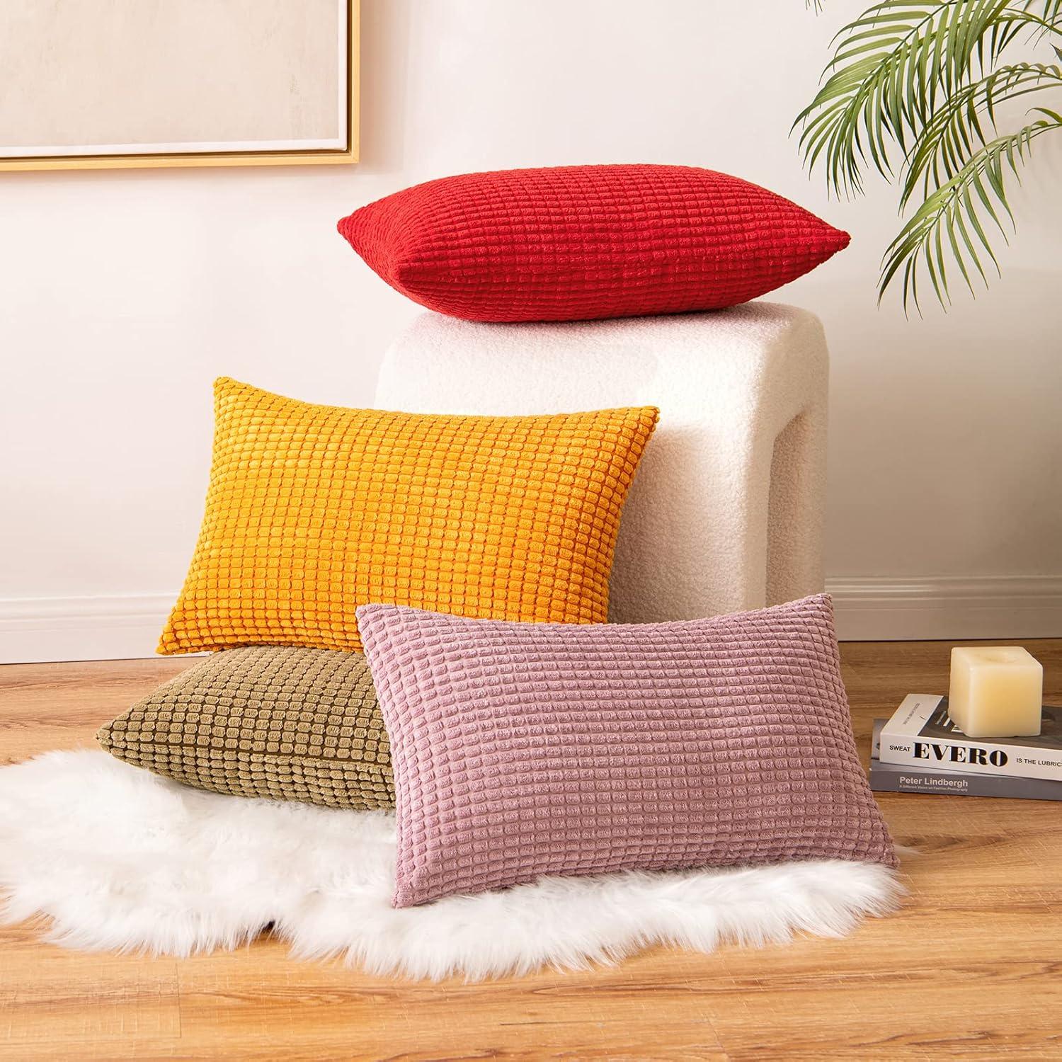 EMEMA Kordsamt Kissenbezug 2er Set 40x60 cm Rosa Lila