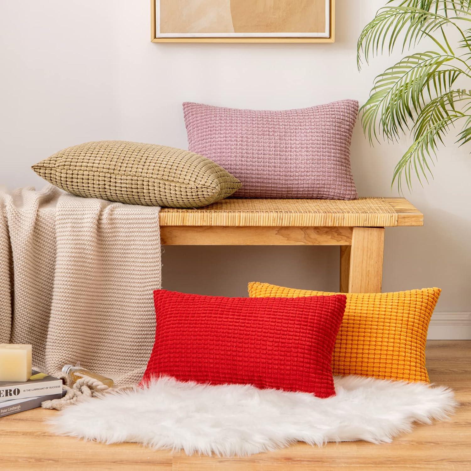 Kordsamt Kissenbezug 2er Set 40x60 cm Rosa Lila Granulat Zierkissen