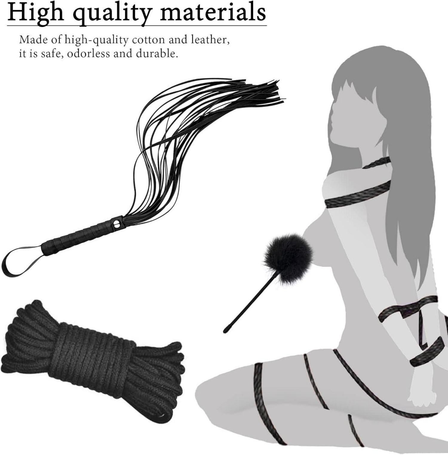 BDSM Fesseln Set Bondage 21-teilig Analplug Handschellen Peitsche