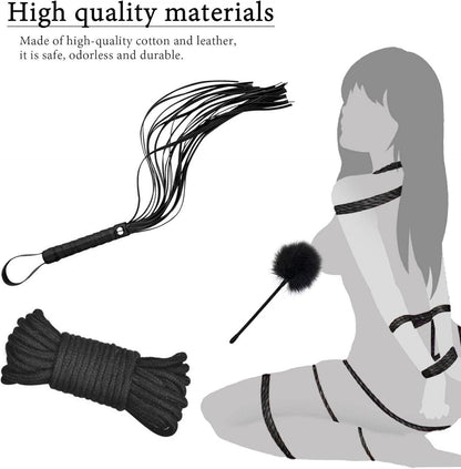 BDSM Fesseln Set Bondage 21-teilig Analplug Handschellen Peitsche