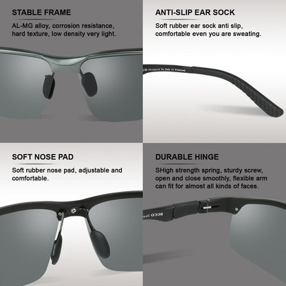 Polarisierte Herren Driving Sonnenbrille Al-Mg Rahmen Brillen Sport