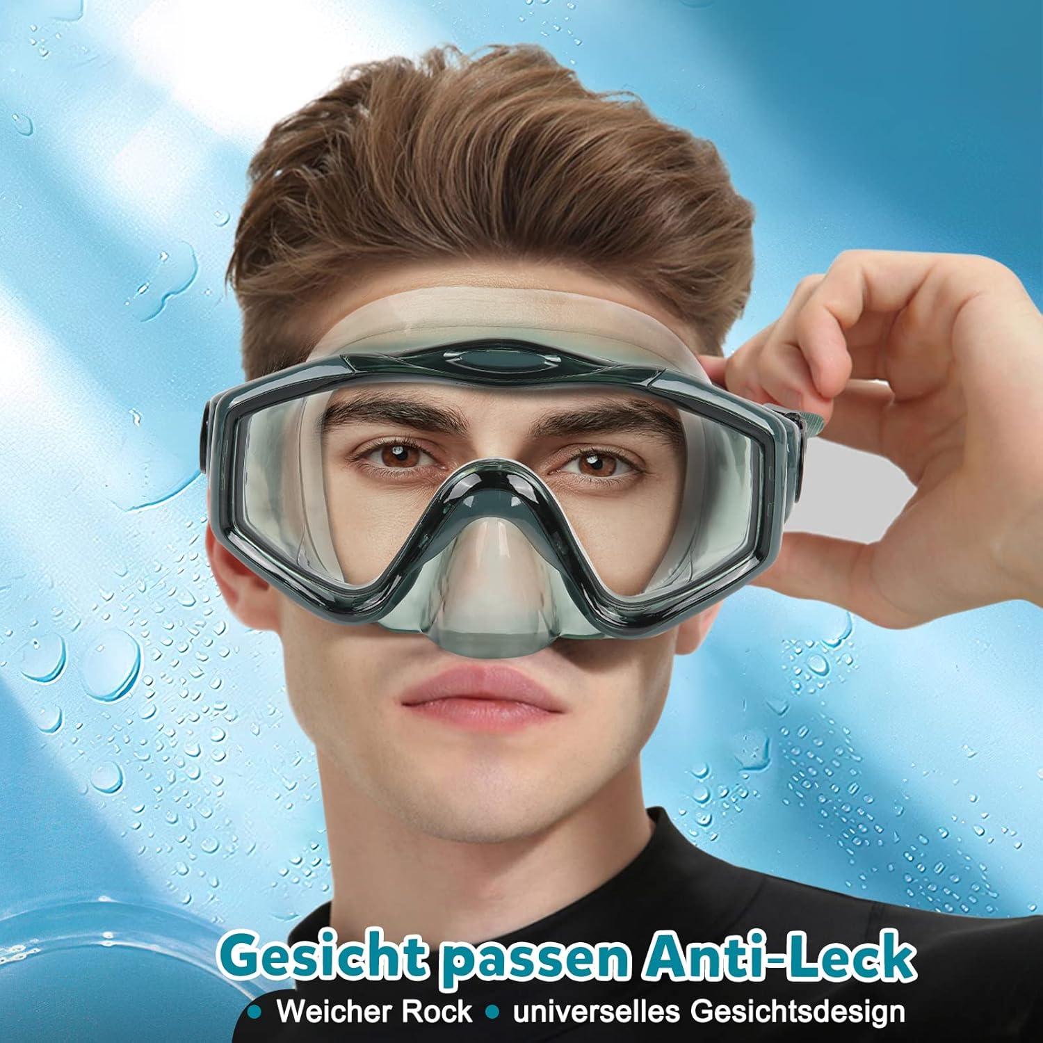 Schnorchelset Erwachsene Tauchmaske Taucherbrille Anti-Leck Anti-Fog