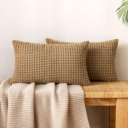 Kordsamt Dekorative Kissenbezüge Granulat 40x60 cm Braun 2er Set