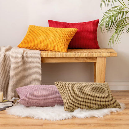 EMEMA Kordsamt Kissenhülle 2er Set 40x60 cm Braun weiche Dekokissen