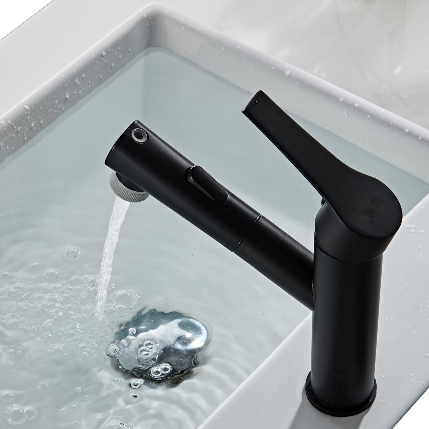 Moderne Schwarze Wasserhahn Bad Armatur mit ausziehbarer Mischbatterie