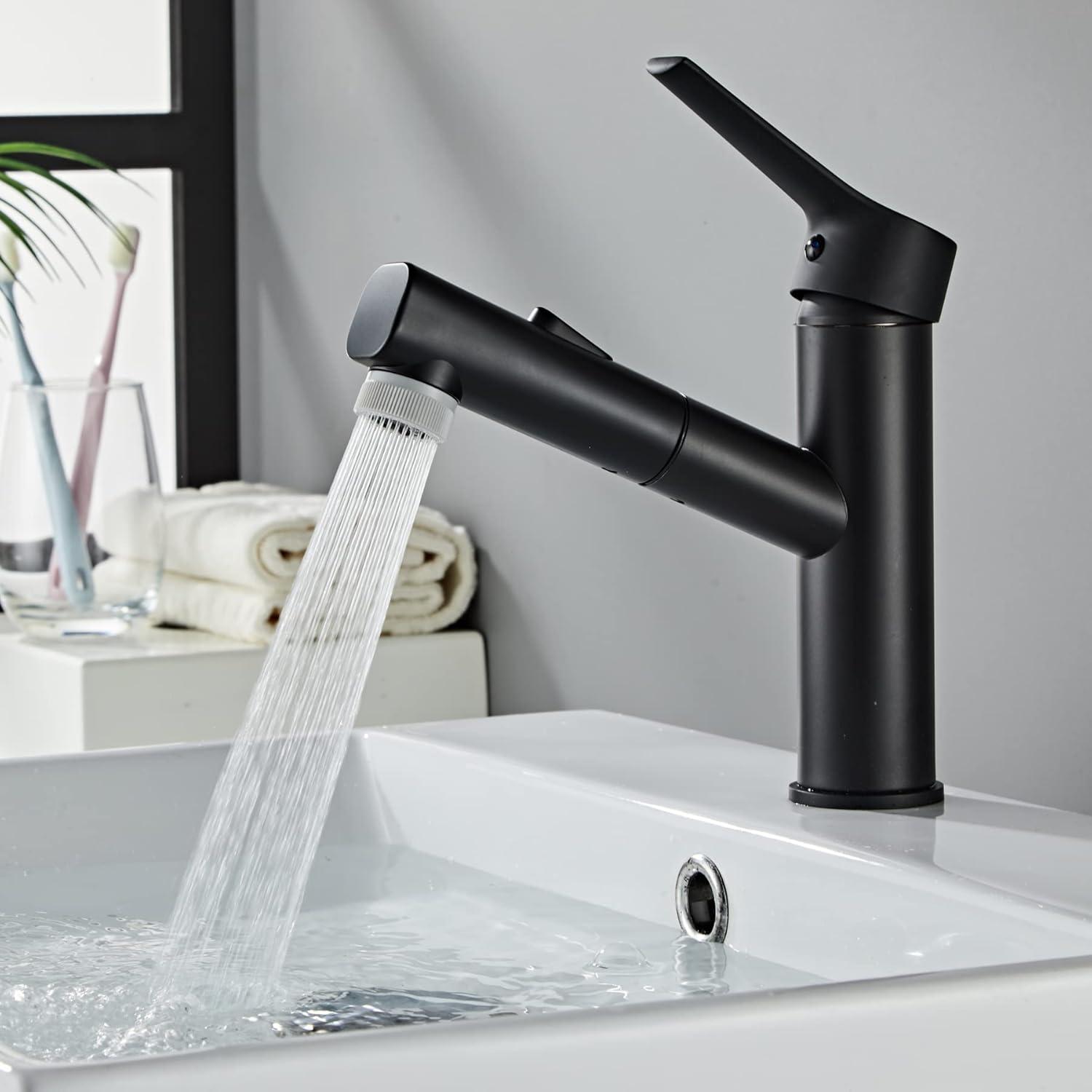 Moderne Schwarze Wasserhahn Bad Armatur mit ausziehbarer Mischbatterie