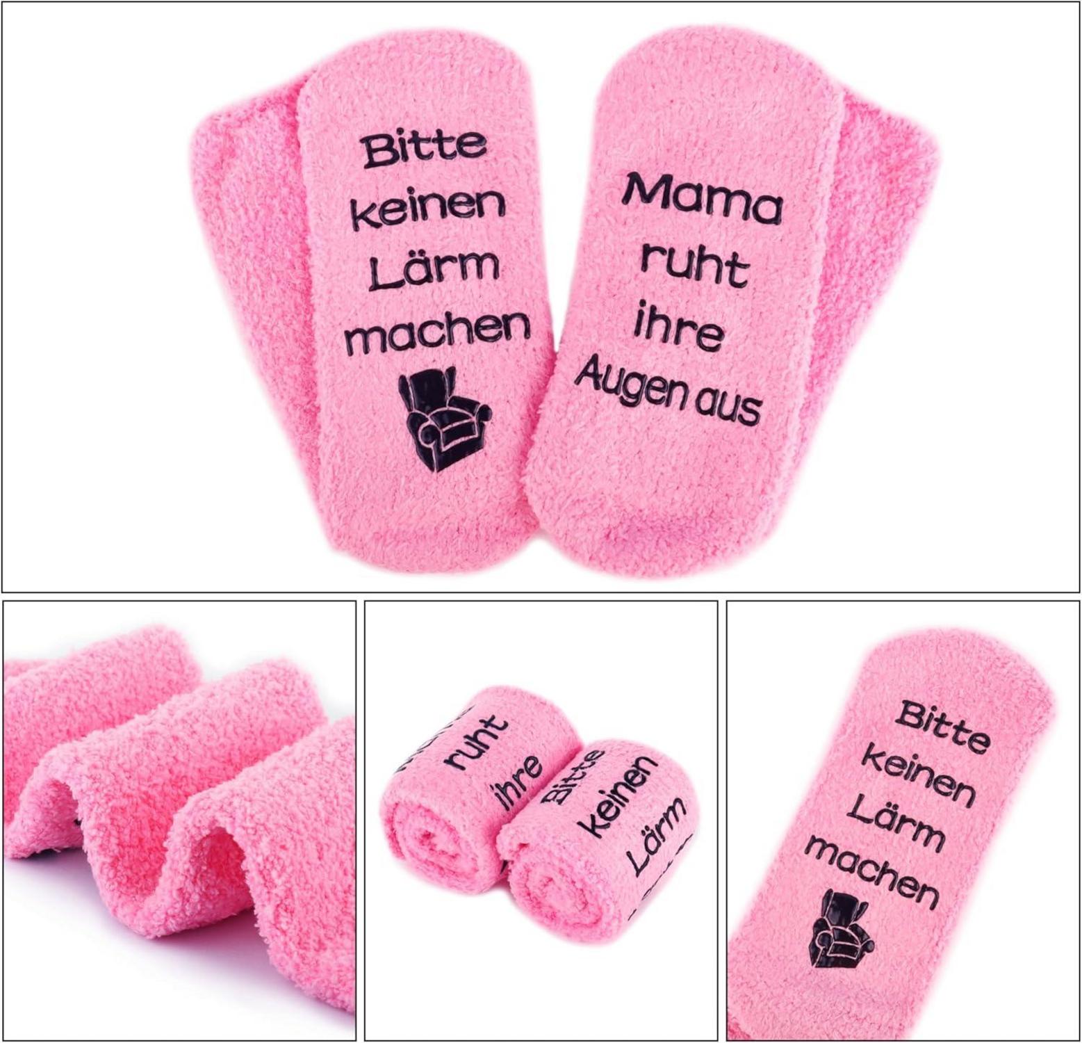 Jeasona Oma Mama Socken mit Gripper Motiv Geschenk Mama Ruht