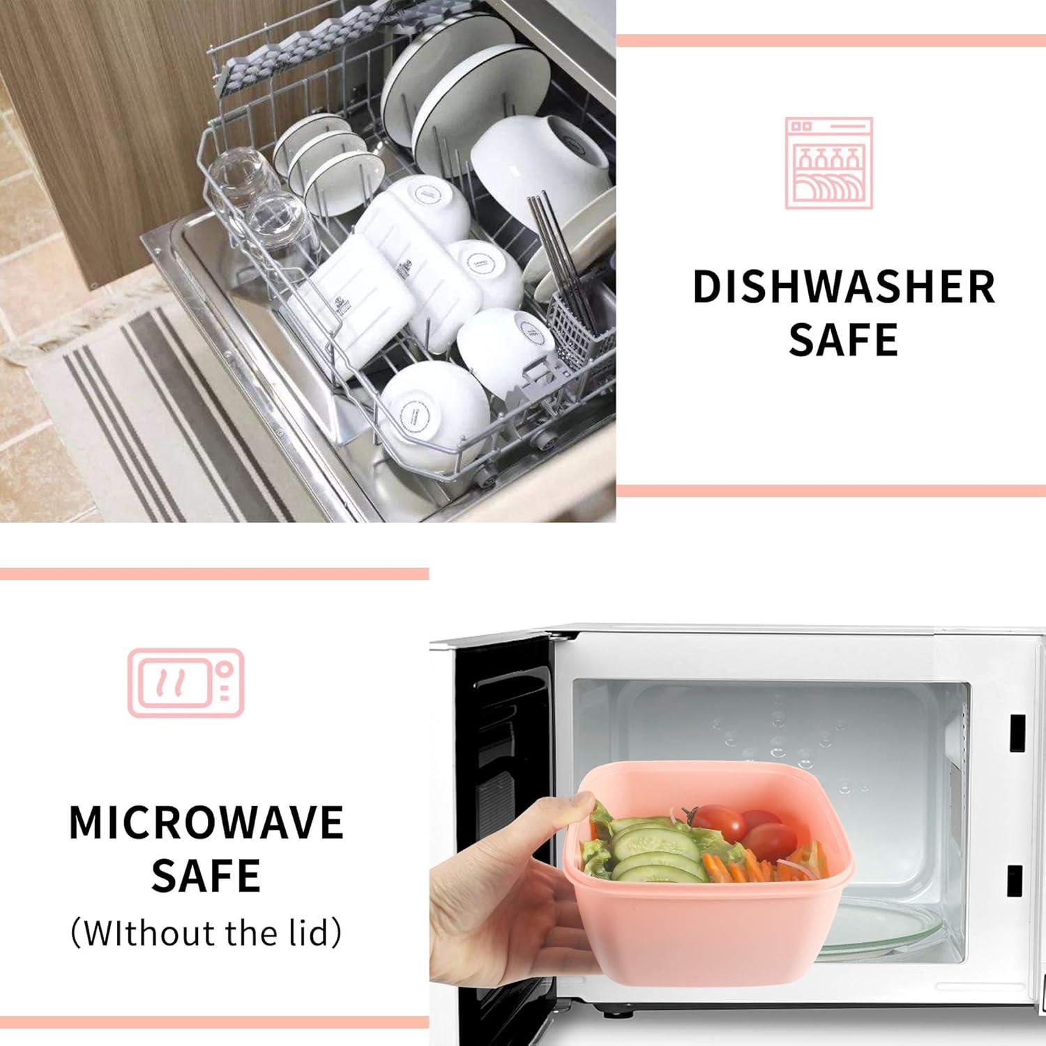 Salatbehälter Lunchbox Bento Box 3 Fächer 1500ml Auslaufsicher Pink