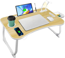 Klappbarer Laptoptisch mit USB, Schublade, Ständer, Getränkehalter