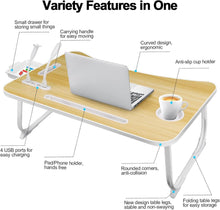 Klappbarer Laptoptisch mit USB, Schublade & Tabletständer