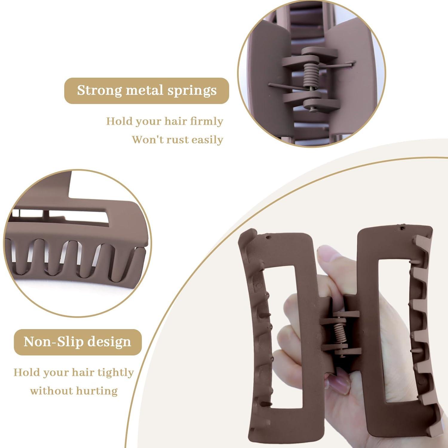 10er Haarspangen Set Damen Groß Matt Rutschfest Haarklammer Zubehör