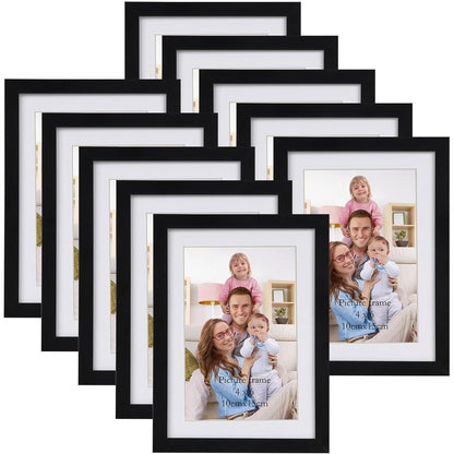 Giftgarden Schwarz Bilderrahmen Set für 10x15 cm Fotos - 10