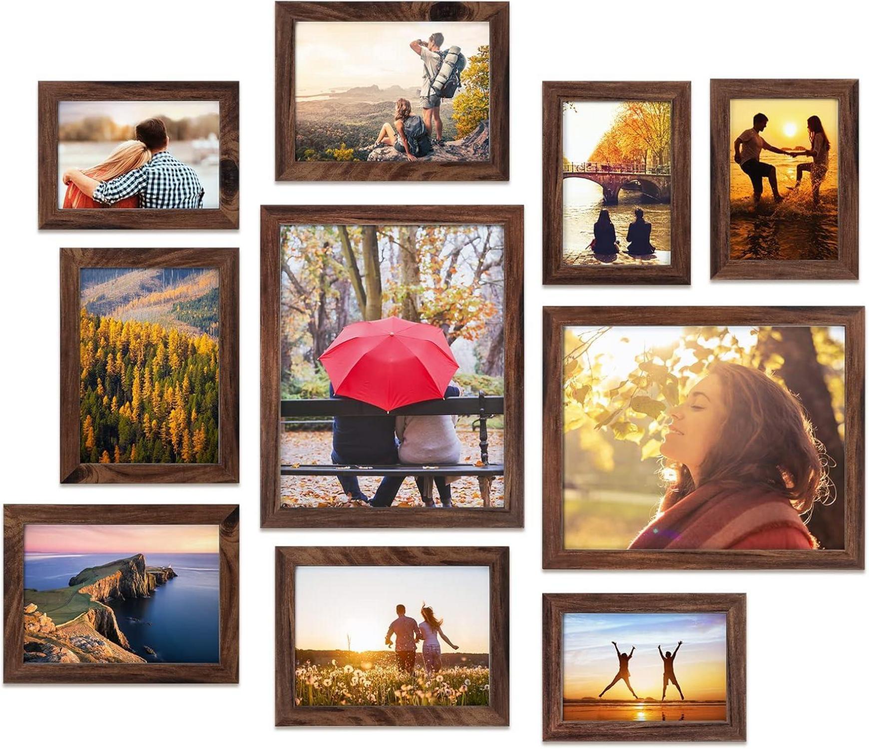 10er Bilderrahmen Set Collage Modern Fotorahmen Multi Braun