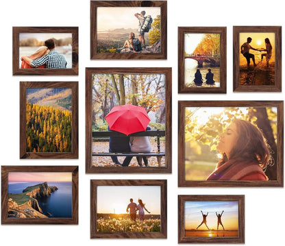 10er Bilderrahmen Set Collage Modern Fotorahmen Multi Braun