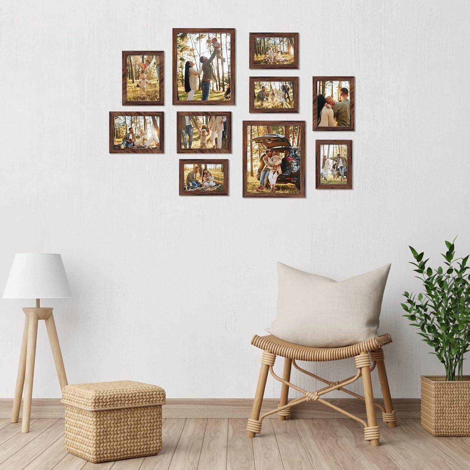 Braune Bilderrahmen Collage Set 10er - Multi Fotorahmen Wand Tisch Braun
