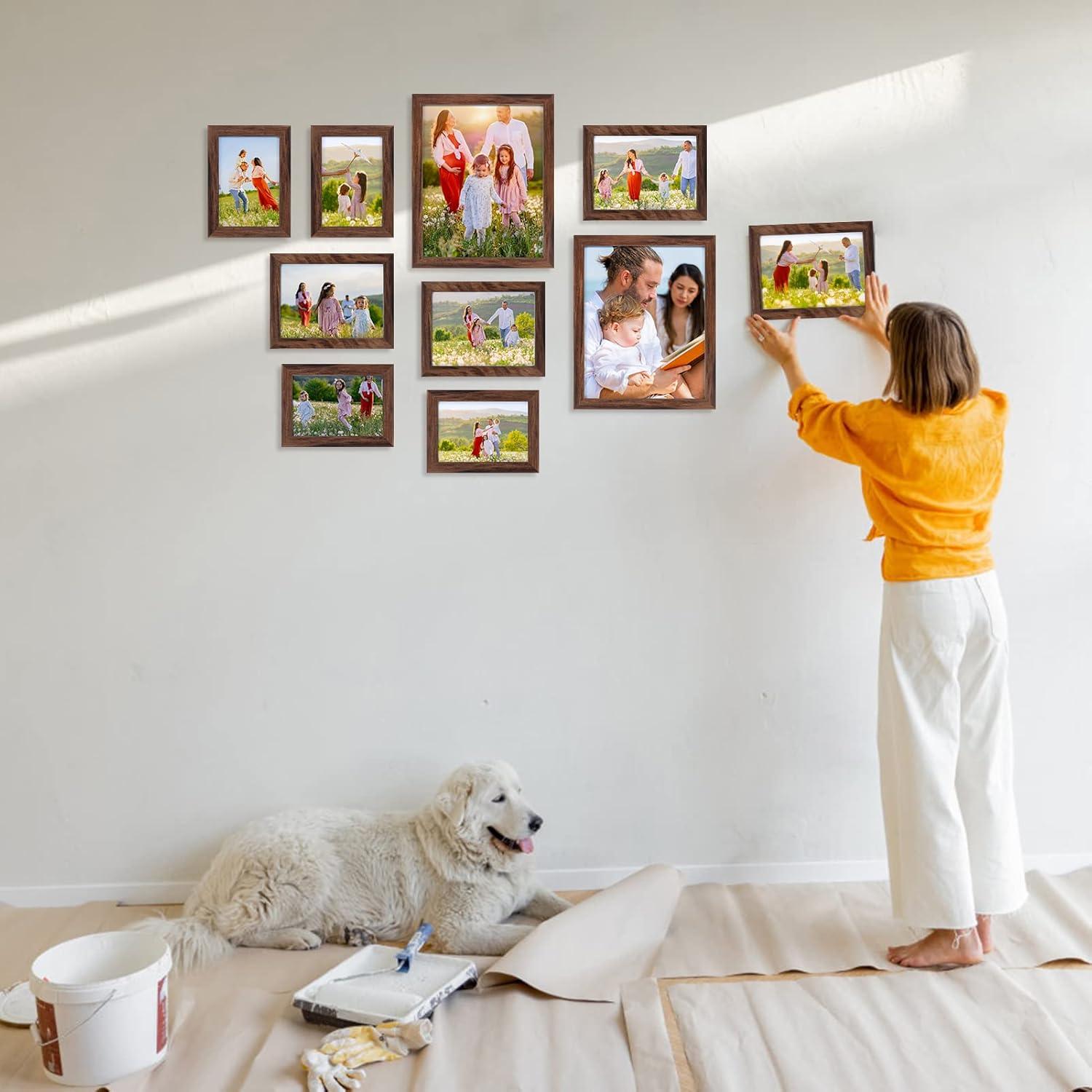 Braune Bilderrahmen Collage Set 10er - Multi Fotorahmen Wand Tisch Braun