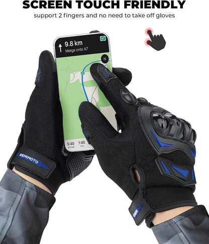 Motorradhandschuhe Herren Sommer Knöchelprotektor Touchscreen Blau Schutz