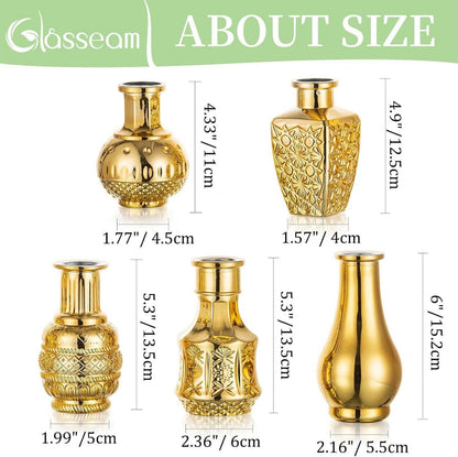 Goldene Glasvase Set von 10 - Moderne Blumenvasen Gold für Hochzeit