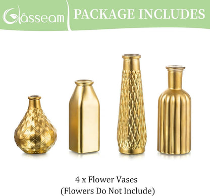Blumenvase Glas Vase Gold 4er Set Vasen Vintage Klein Home Party