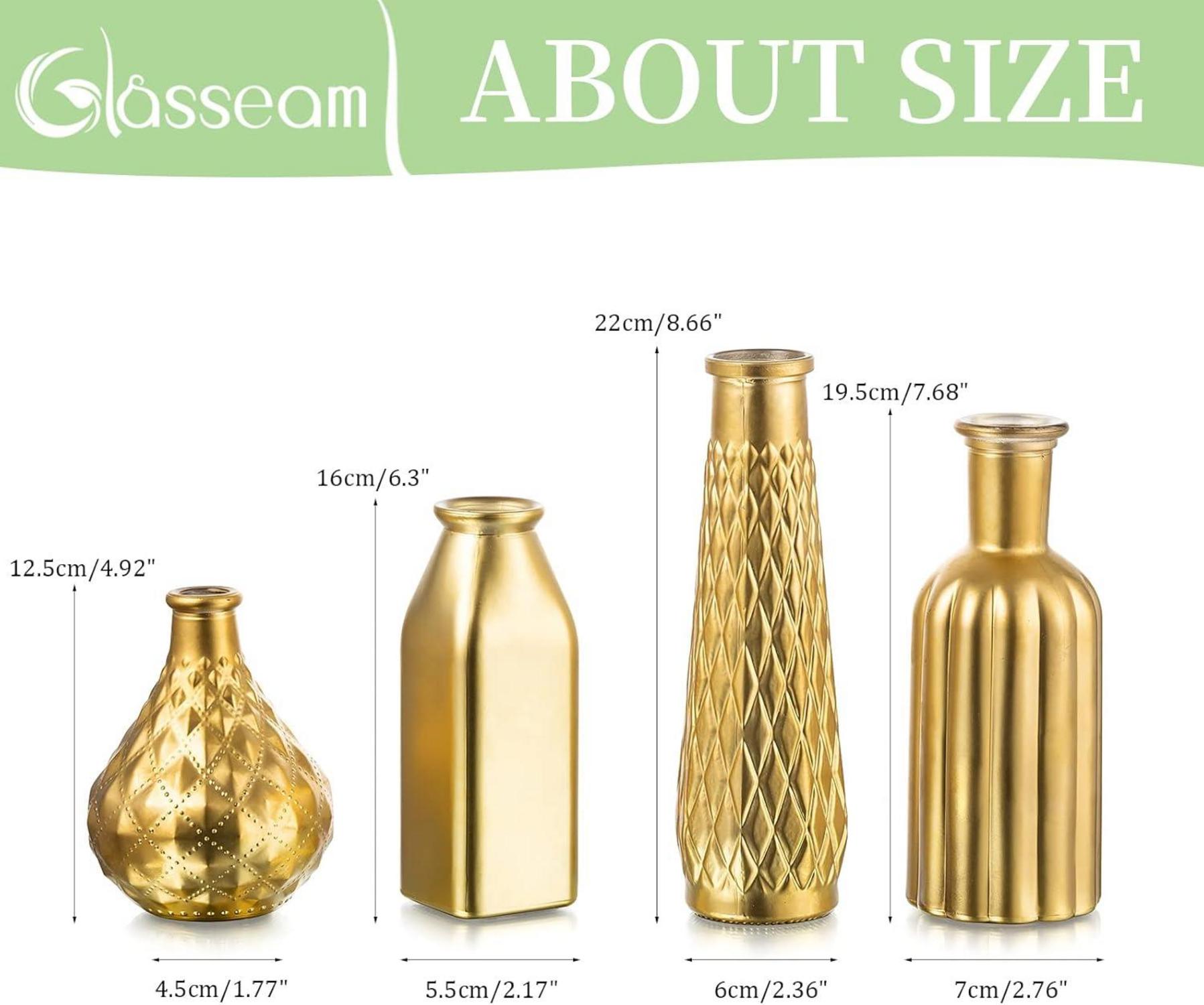 Goldene Glasvasen Set 8er Deko Aesthetic Modern Tischdeko Hochzeit
