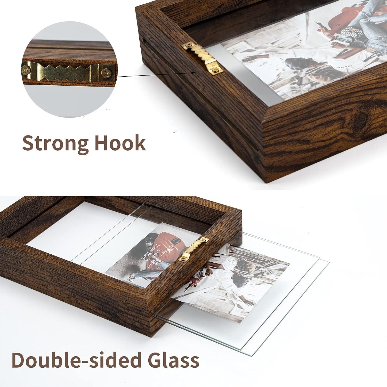 2er Pack Glasbilderrahmen Doppelglas 10x15cm Braun Wand Tischmontage