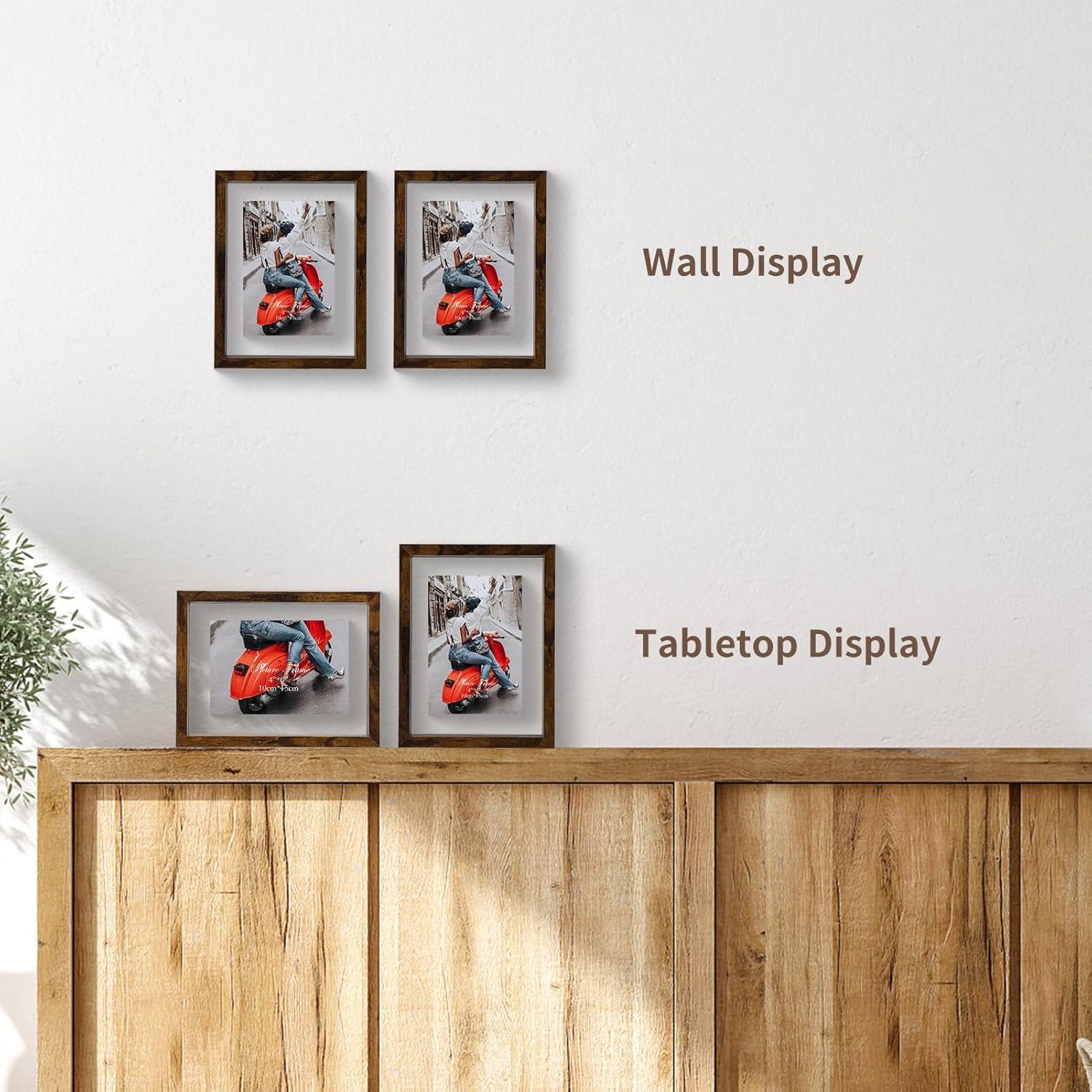 EXYGLO Doppelglas Bilderrahmen 10x15cm 2er Pack Braun Wall Table Rahmen