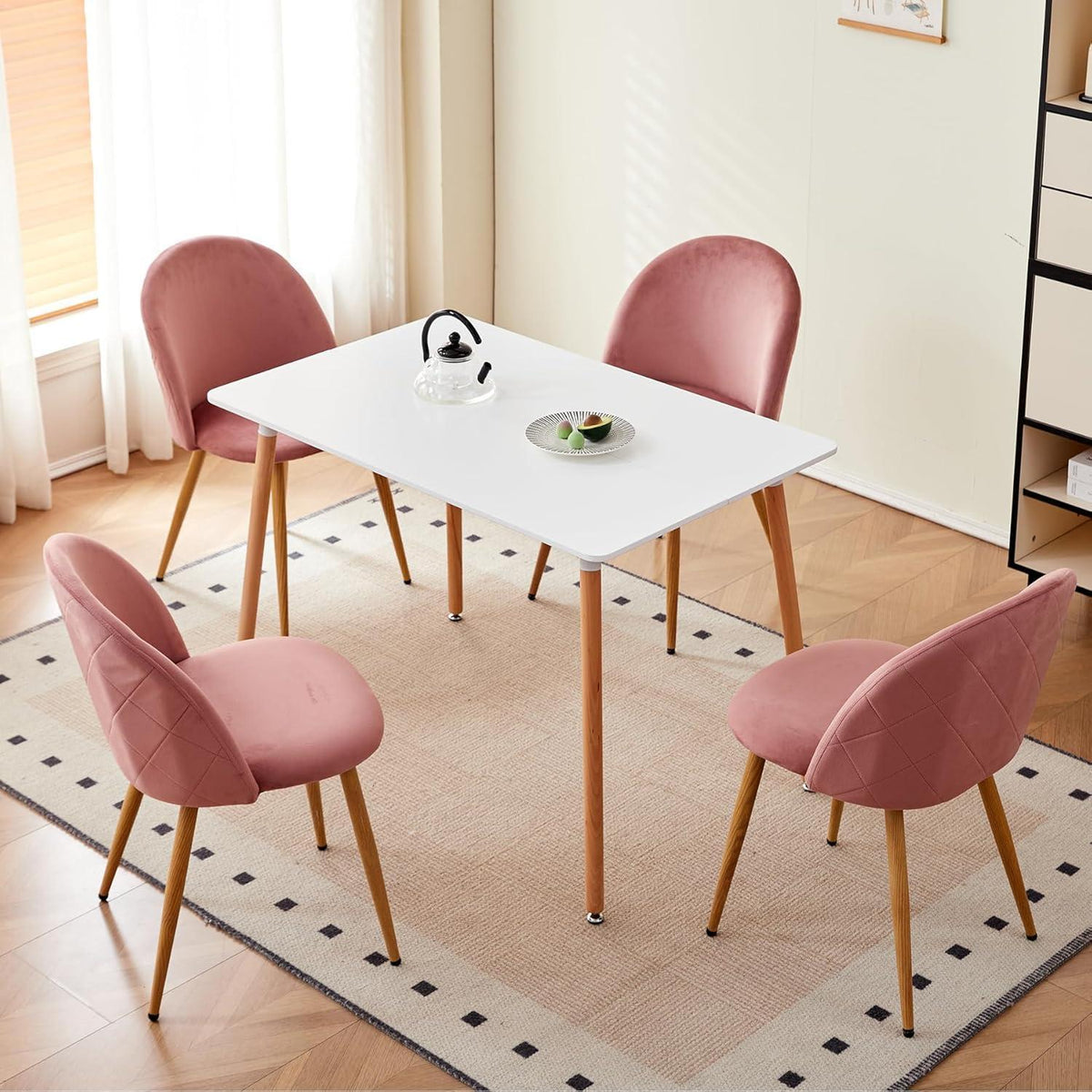 Samt Esszimmerstühle Set (Rosa, 6er-Set) – Modern & Komfortabel