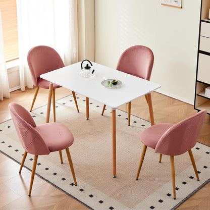 Samt Esszimmerstühle Set (Rosa, 6er-Set) – Modern & Komfortabel