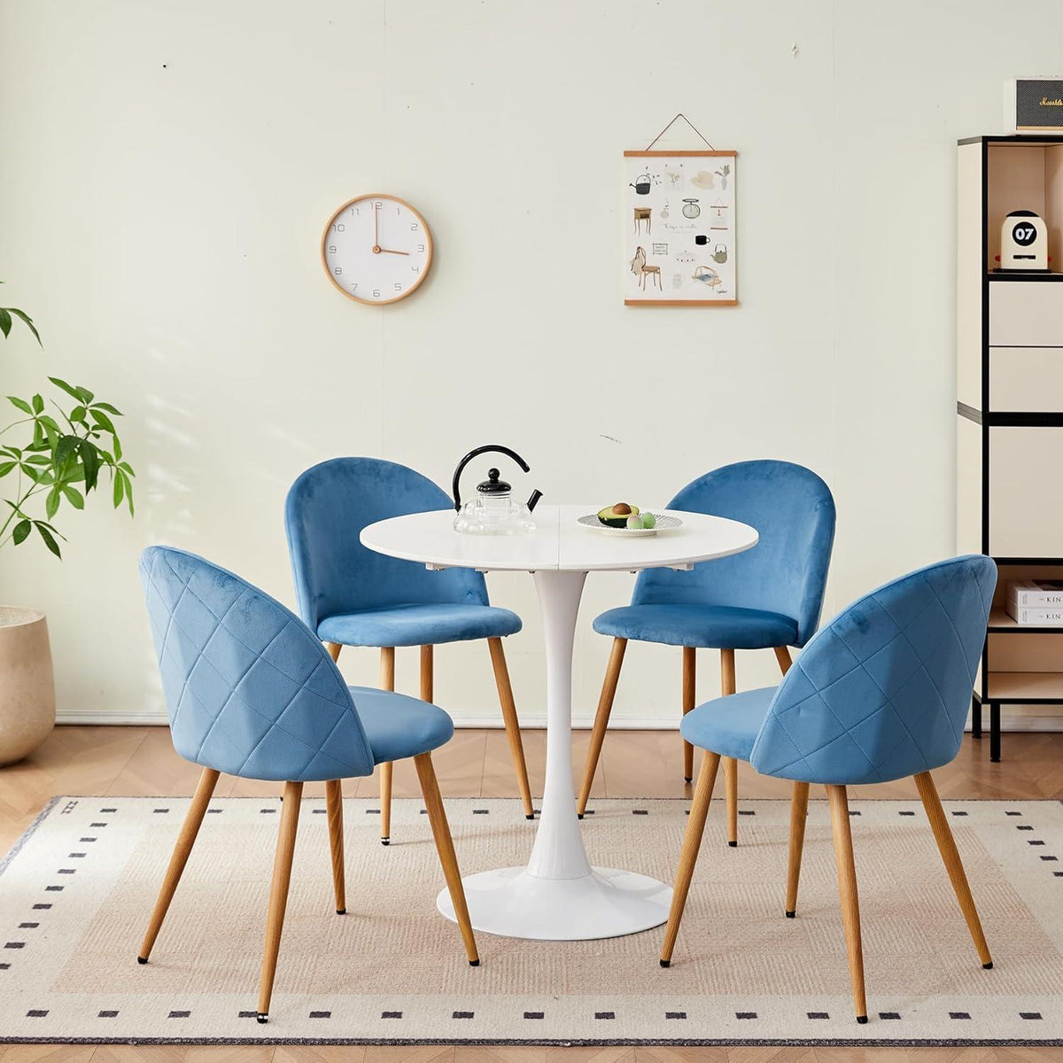 Samt Esszimmerstühle Set (Blau, 6er-Set) – Modern & Komfortabel